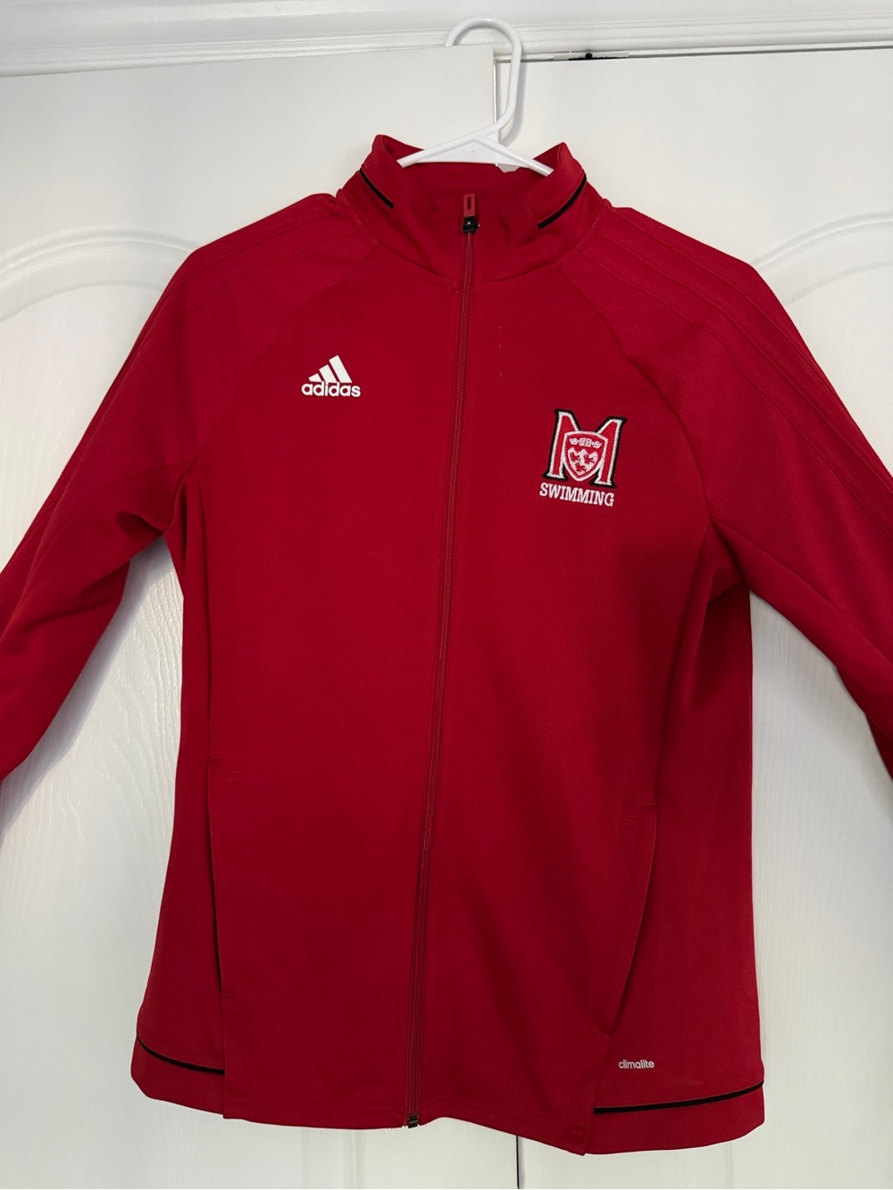 adidas Red Full-Zip Team Swimming Bomber Jacket